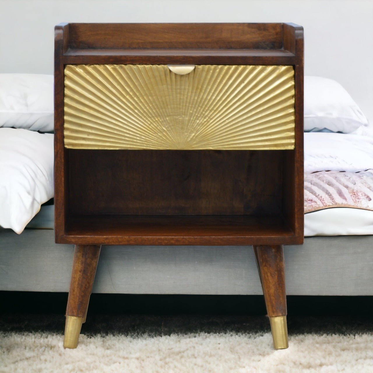 Manila Gold One Drawer Bedside - The Sturdy Wood Company