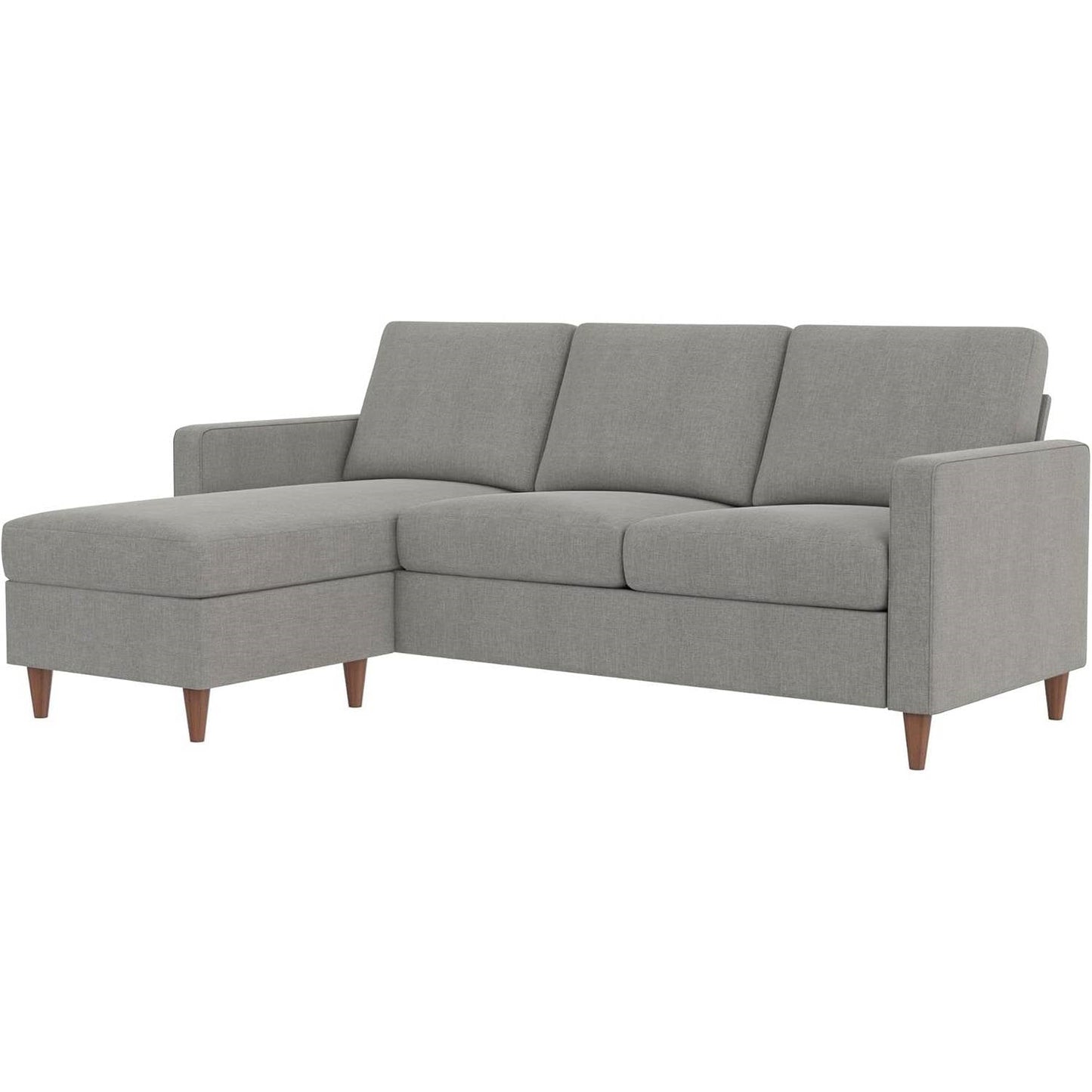 Mid-Century Modern Left or Right Facing Sectional Sofa in Light Grey Linen - The Sturdy Wood Company