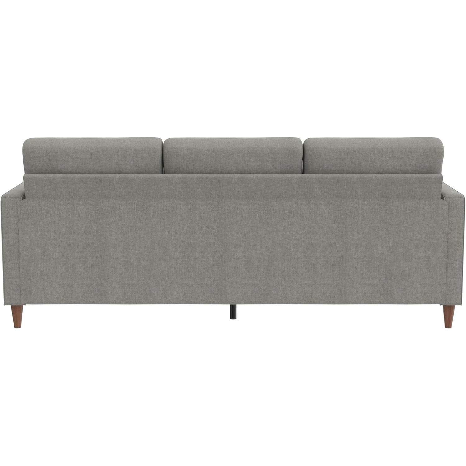 Mid-Century Modern Left or Right Facing Sectional Sofa in Light Grey Linen - The Sturdy Wood Company