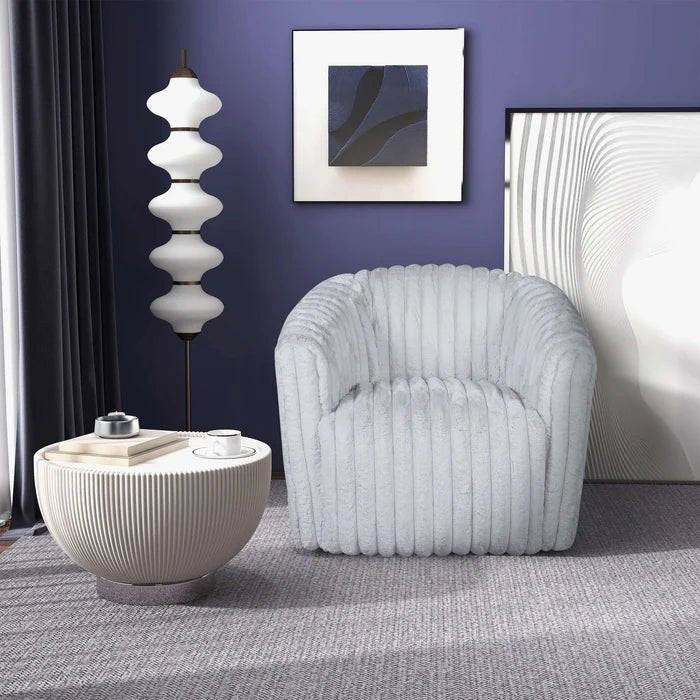 Mira Light Grey Velvet Swivel Chair - The Sturdy Wood Company