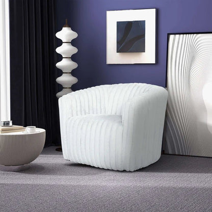 Mira White Velvet Swivel Chair - The Sturdy Wood Company