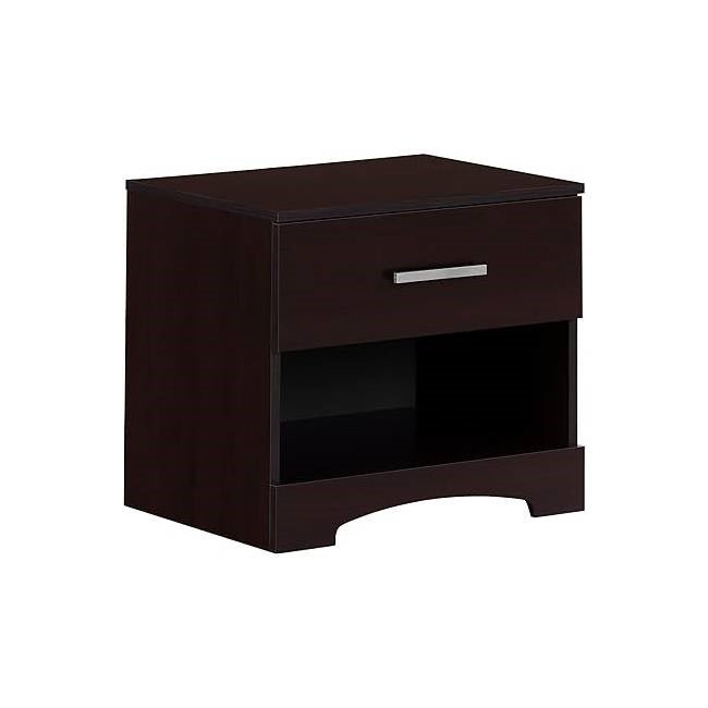 Modern 1 Drawer Nightstand End Side Table Storage in Dark Brown - The Sturdy Wood Company