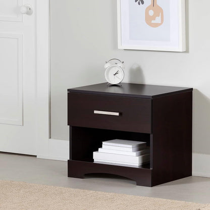 Modern 1 Drawer Nightstand End Side Table Storage in Dark Brown - The Sturdy Wood Company