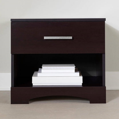 Modern 1 Drawer Nightstand End Side Table Storage in Dark Brown - The Sturdy Wood Company