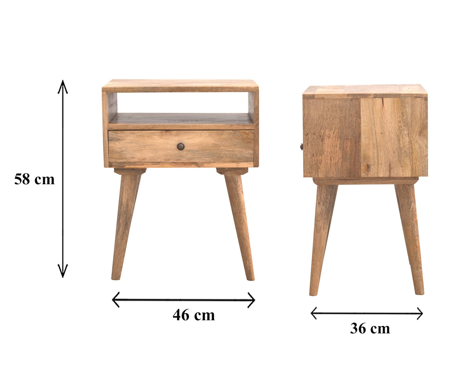 Modern Bedside with Open Slot - The Sturdy Wood Company