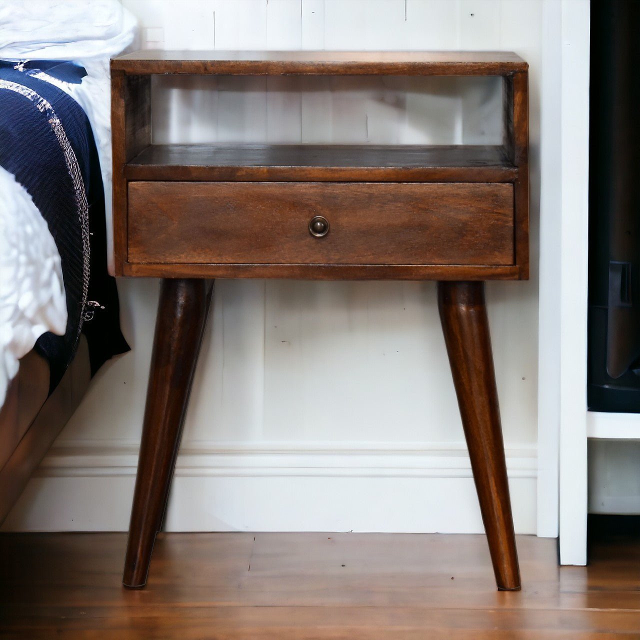 Modern Chestnut Solid Wood Bedside - The Sturdy Wood Company