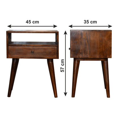 Modern Chestnut Solid Wood Bedside - The Sturdy Wood Company