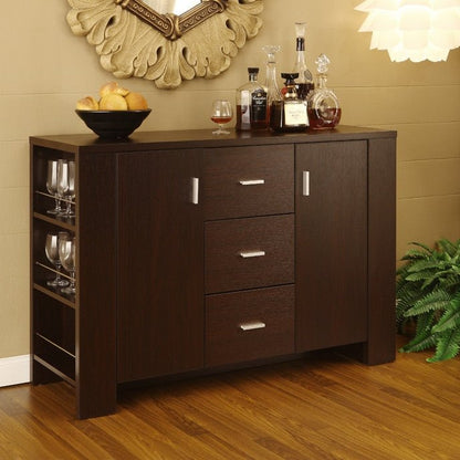 Modern Dining Buffet Sideboard Server in Cappuccino Finish - The Sturdy Wood Company