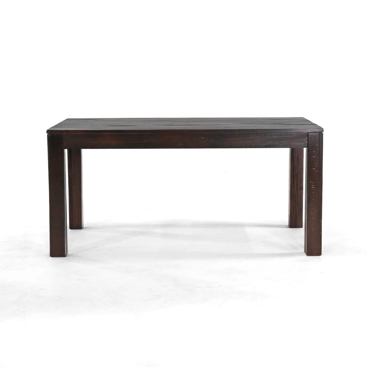 Modern Farmhouse 63-inch Solid Wood Dining Table in Rustic Dark Brown Finish - The Sturdy Wood Company