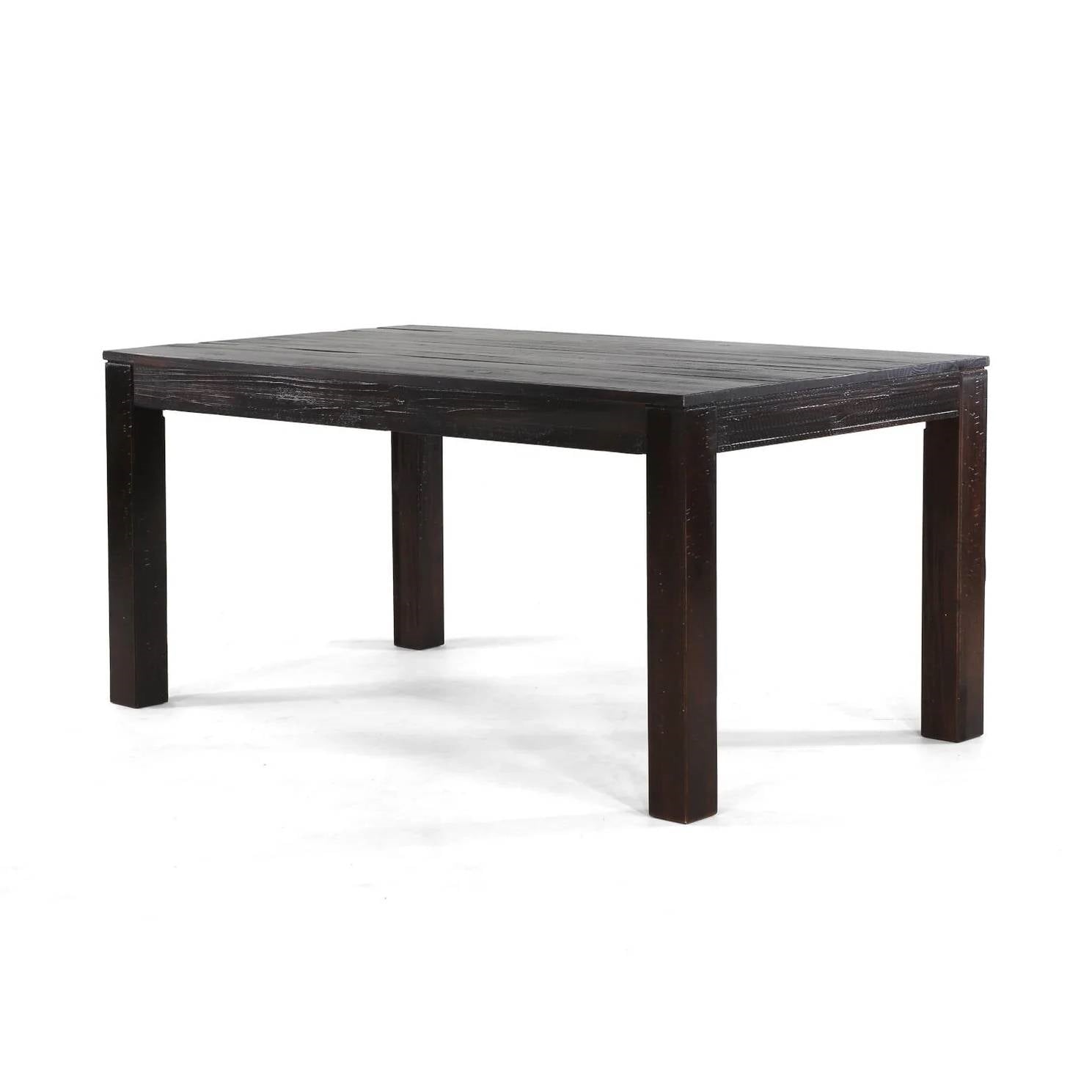 Modern Farmhouse 63-inch Solid Wood Dining Table in Rustic Dark Brown Finish - The Sturdy Wood Company