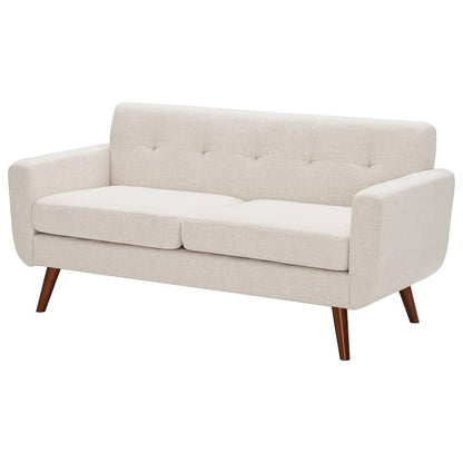 Modern Mid-Century Beige Cotton Polyester Upholstered Sofa Loveseat - The Sturdy Wood Company