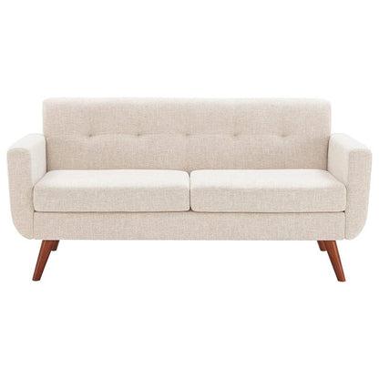 Modern Mid-Century Beige Cotton Polyester Upholstered Sofa Loveseat - The Sturdy Wood Company