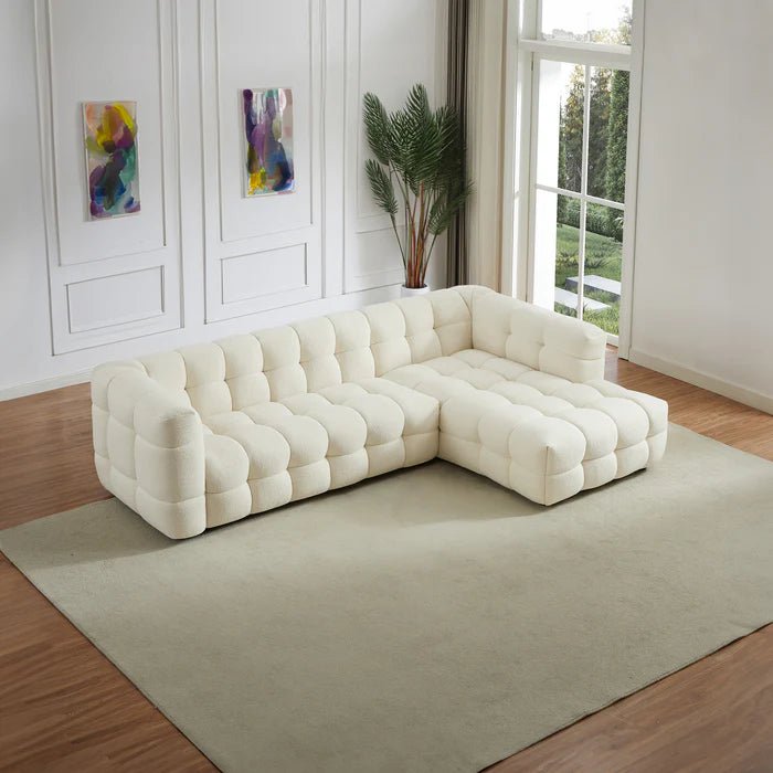 Morrison Right Sectional Sofa (Cream Boucle) - The Sturdy Wood Company