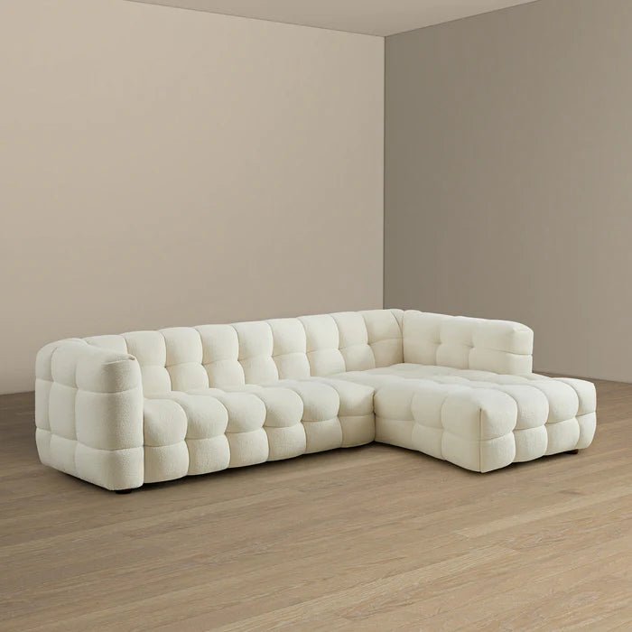 Morrison Right Sectional Sofa (Cream Boucle) - The Sturdy Wood Company