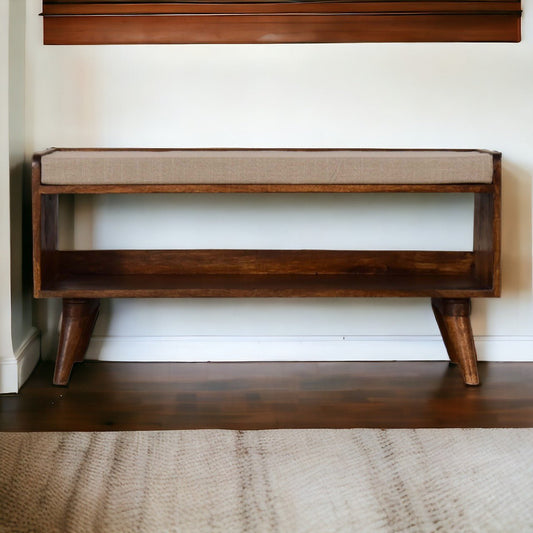 Mud Linen Nordic Storage Bench - The Sturdy Wood Company