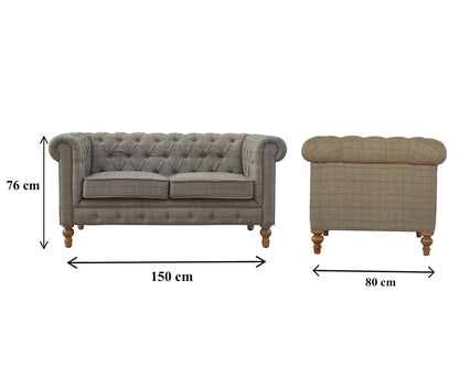 Multi Tweed 2 Seat Chesterfield - The Sturdy Wood Company Sofa