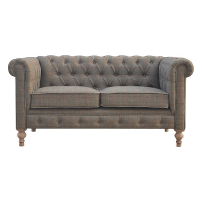 Multi Tweed 2 Seat Chesterfield - The Sturdy Wood Company Sofa