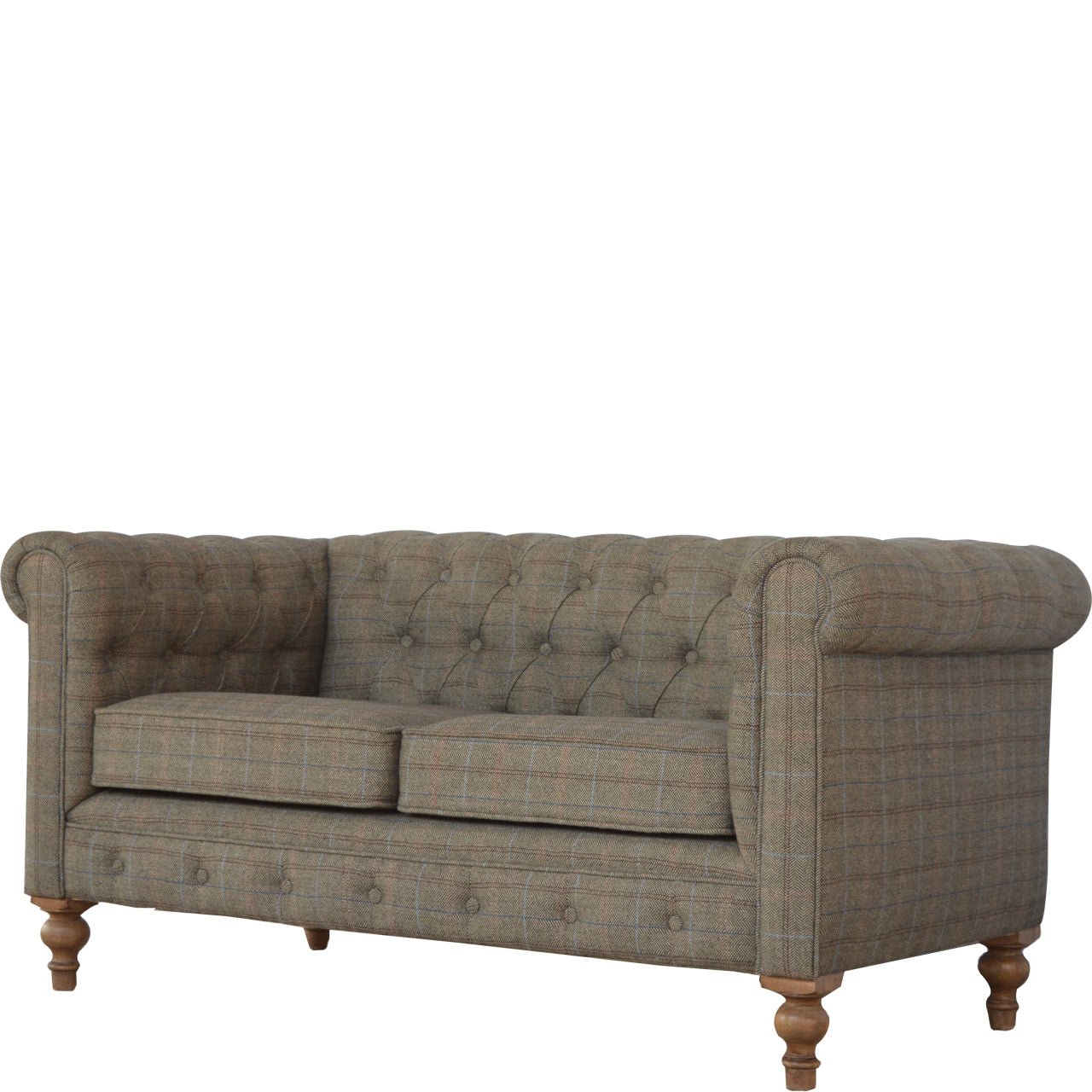 Multi Tweed 2 Seat Chesterfield - The Sturdy Wood Company Sofa