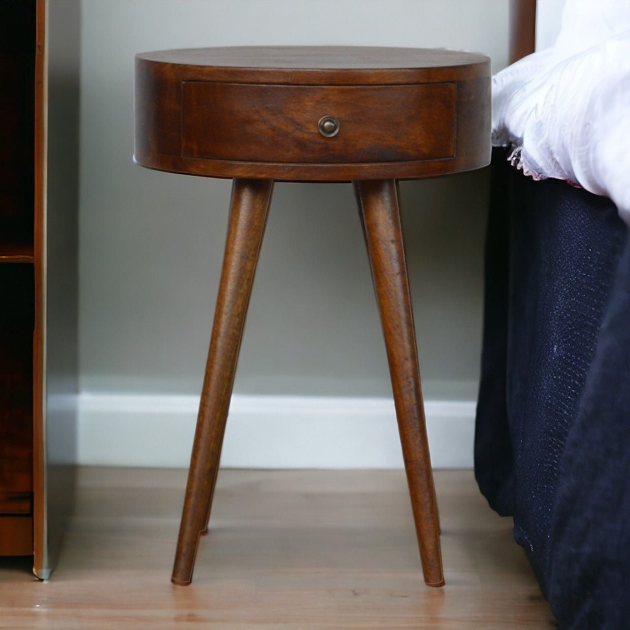 Nordic Chestnut Circular Bedside - The Sturdy Wood Company