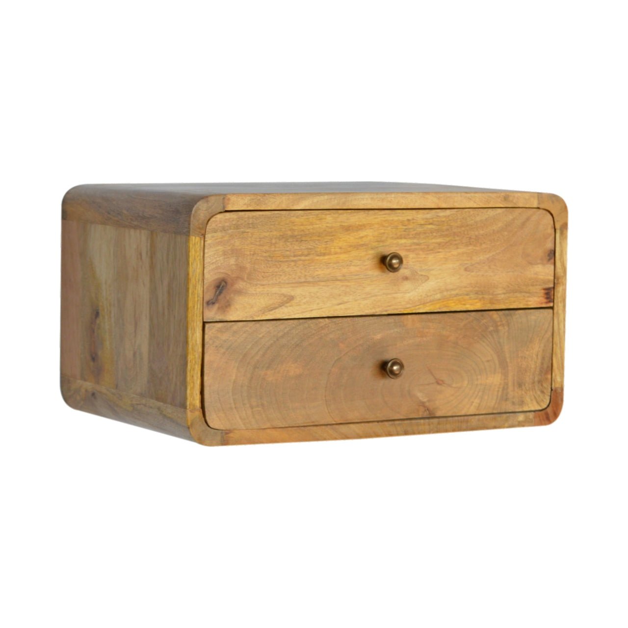 Oak-ish 2 Drawer Floating Bedside - The Sturdy Wood Company