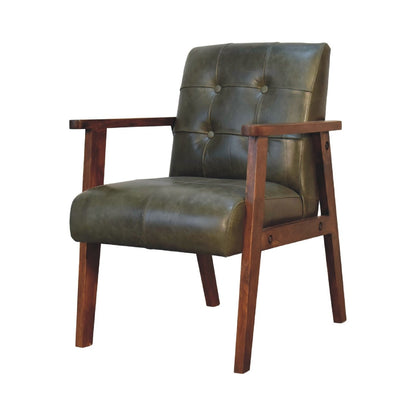 Olive Buffalo Leather Chair - The Sturdy Wood Company