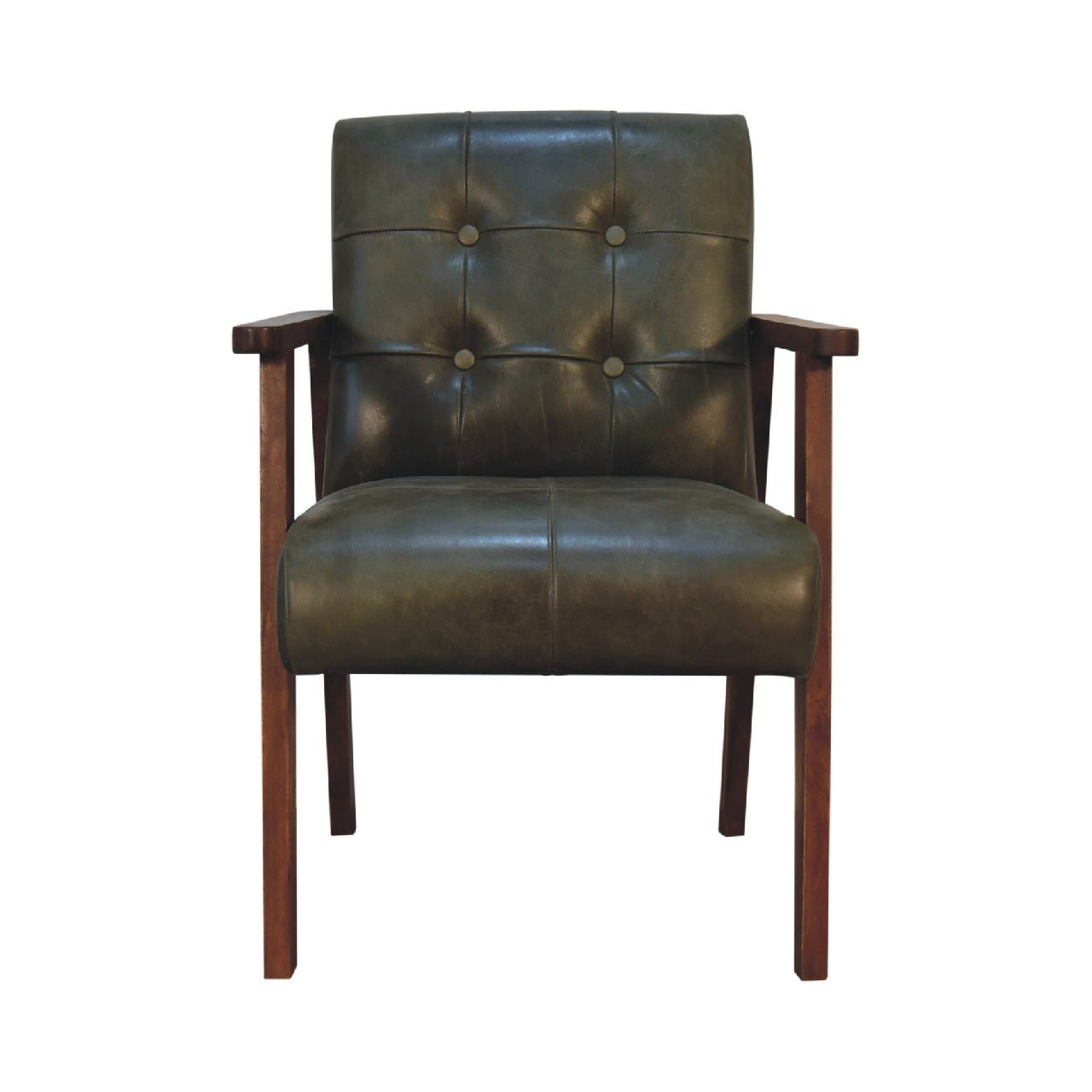 Olive Buffalo Leather Chair - The Sturdy Wood Company