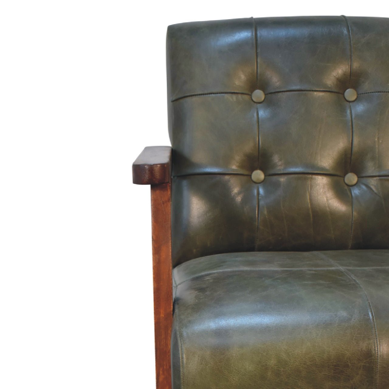 Olive Buffalo Leather Chair - The Sturdy Wood Company