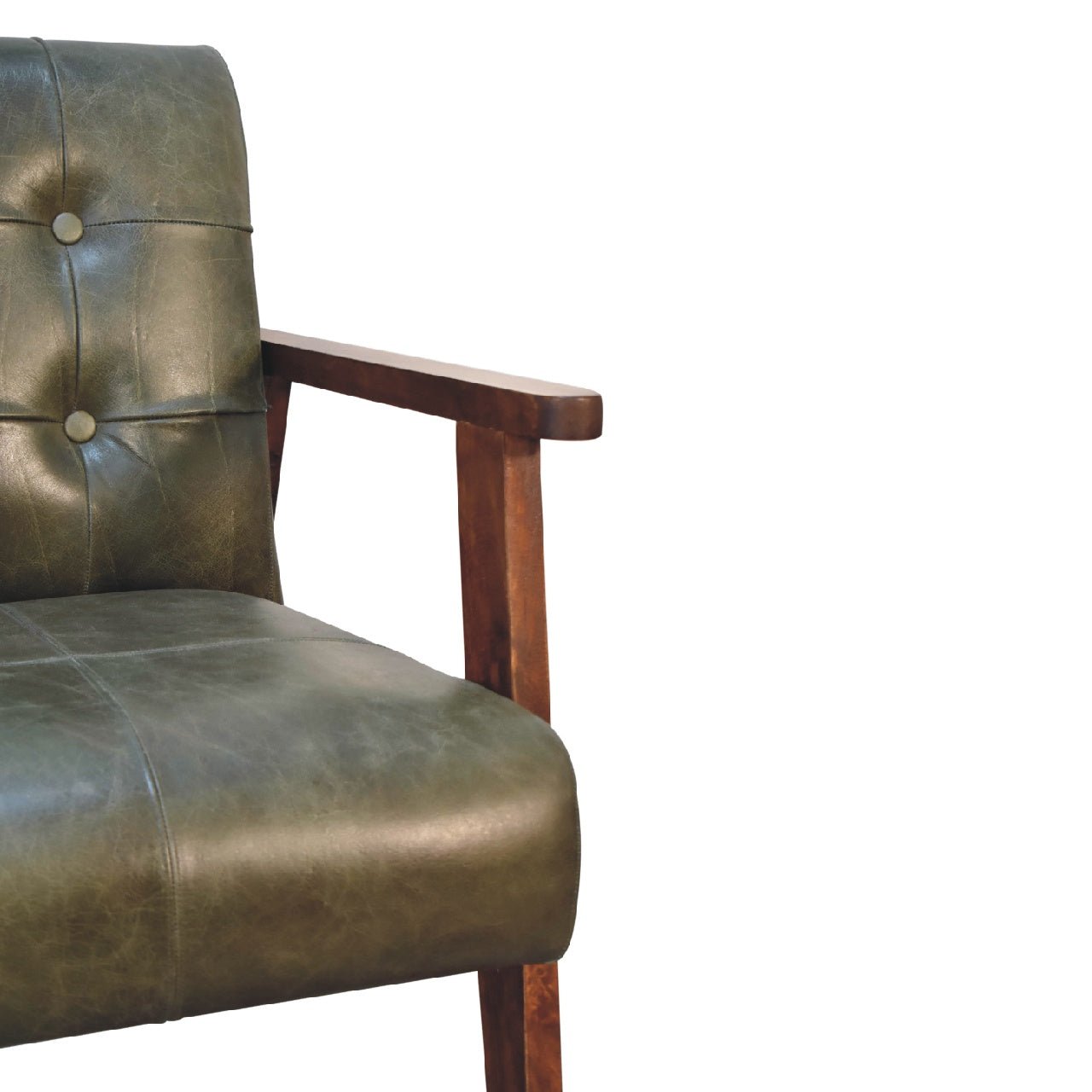 Olive Buffalo Leather Chair - The Sturdy Wood Company