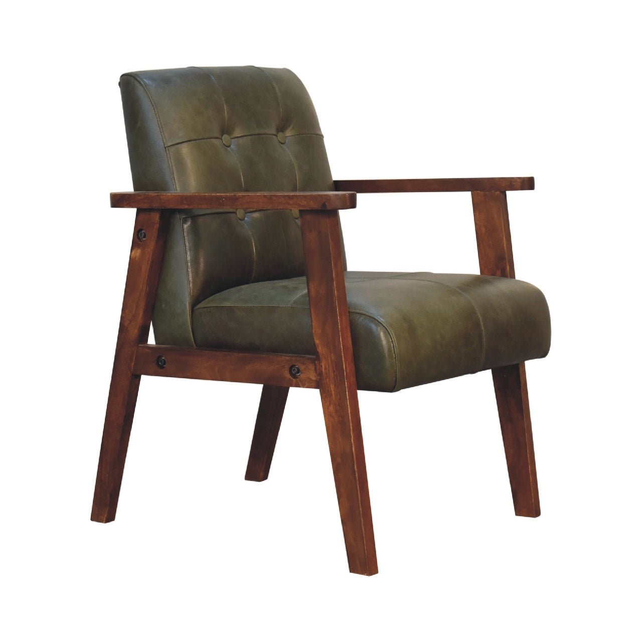 Olive Buffalo Leather Chair - The Sturdy Wood Company