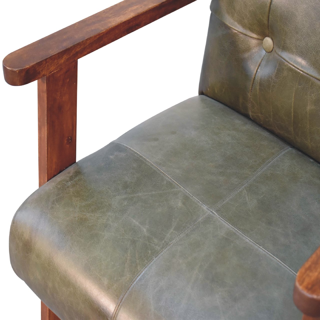 Olive Buffalo Leather Chair - The Sturdy Wood Company