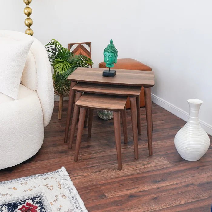 Ronald MDF Nesting Accent Tables In Walnut (Set Of 3) - The Sturdy Wood Company