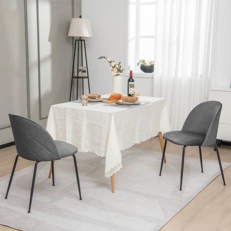 Set of 2 Modern Grey Velvet Upholstered Dining Chair with Metal Legs - The Sturdy Wood Company