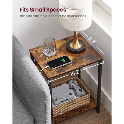 Set of 2 - Nightstand End Tables Charging Station with 2 USB ports - The Sturdy Wood Company