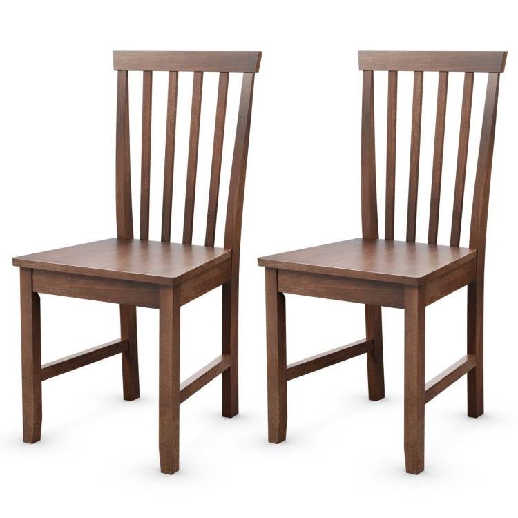 Set of 2 Solid Wood Armless Mission Style Dining Chairs in Walnut Brown Finish - The Sturdy Wood Company