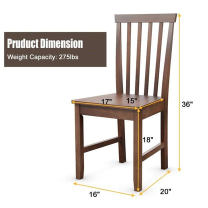 Set of 2 Solid Wood Armless Mission Style Dining Chairs in Walnut Brown Finish - The Sturdy Wood Company