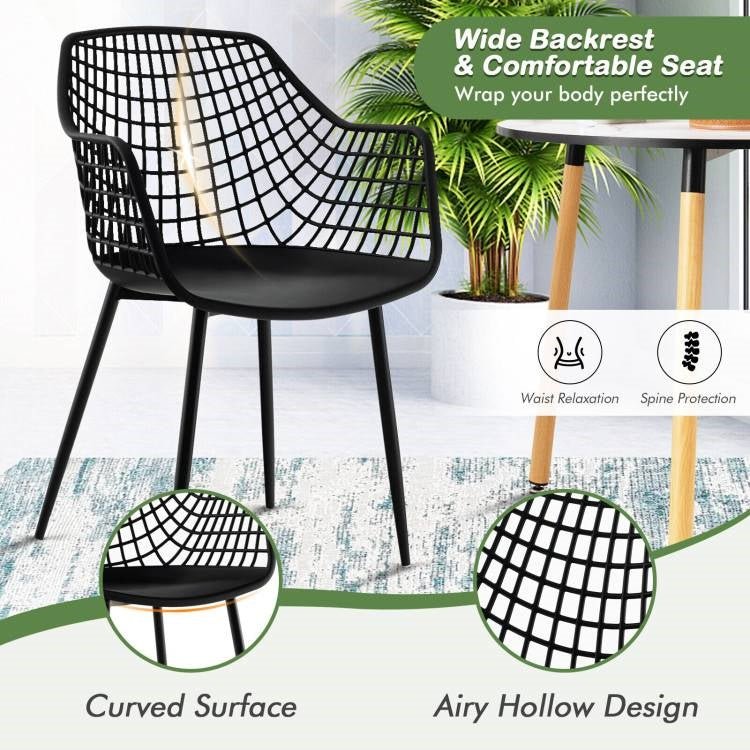 Set of 4 Mid-Century Modern Black Mesh Dining Chair with Ergonomic Backrest - The Sturdy Wood Company