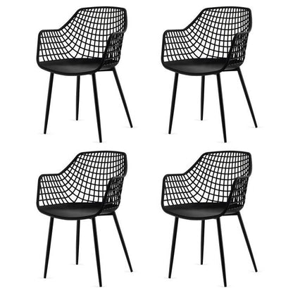 Set of 4 Mid-Century Modern Black Mesh Dining Chair with Ergonomic Backrest - The Sturdy Wood Company