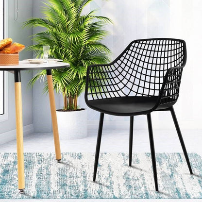 Set of 4 Mid-Century Modern Black Mesh Dining Chair with Ergonomic Backrest - The Sturdy Wood Company