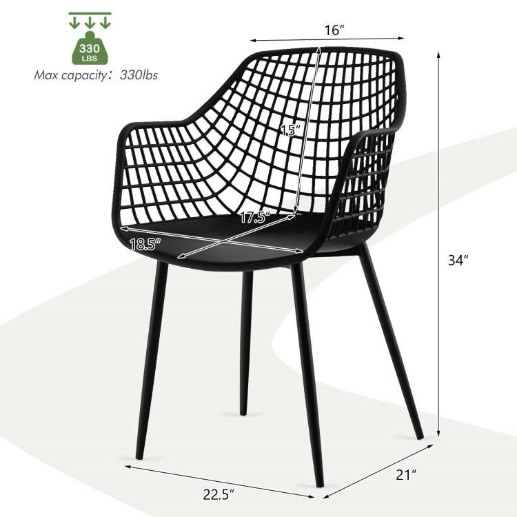 Set of 4 Mid-Century Modern Black Mesh Dining Chair with Ergonomic Backrest - The Sturdy Wood Company