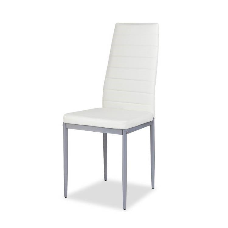 Set of 4 Modern High Back White PVC Leather Dining Chairs with Metal Legs - The Sturdy Wood Company