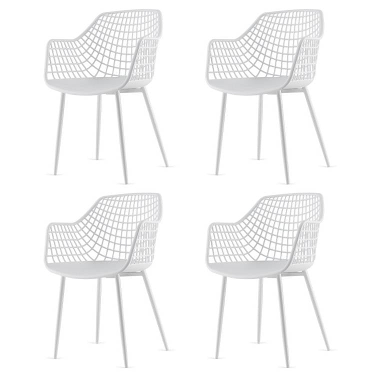 Set of 4 Modern Mid-Century White Mesh Dining Chair with Ergonomic Backrest - The Sturdy Wood Company