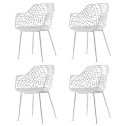 Set of 4 Modern Mid-Century White Mesh Dining Chair with Ergonomic Backrest - The Sturdy Wood Company