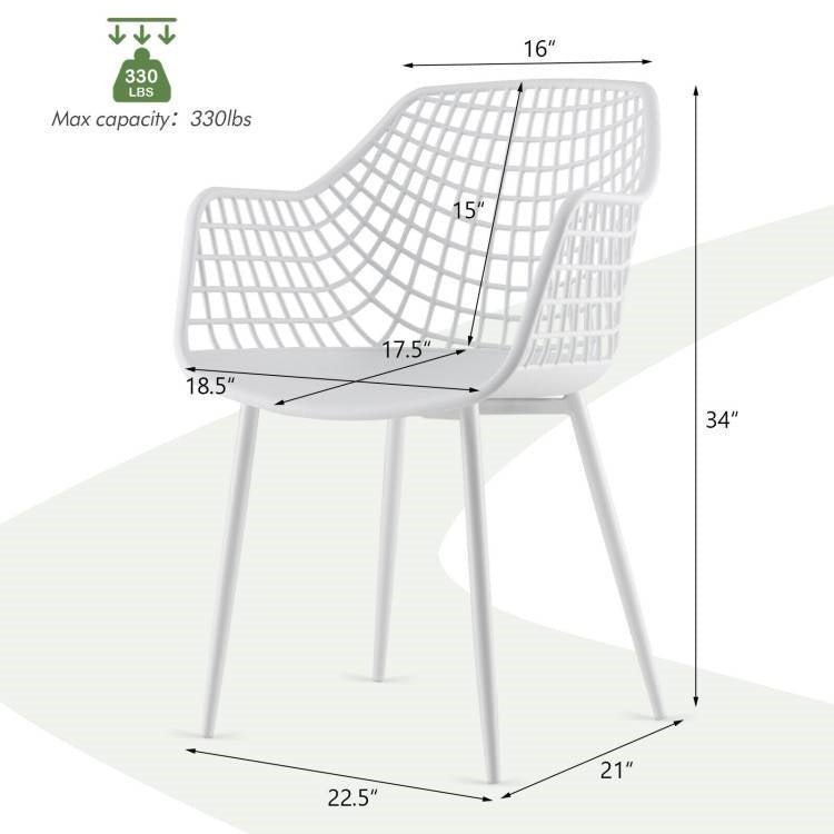 Set of 4 Modern Mid-Century White Mesh Dining Chair with Ergonomic Backrest - The Sturdy Wood Company