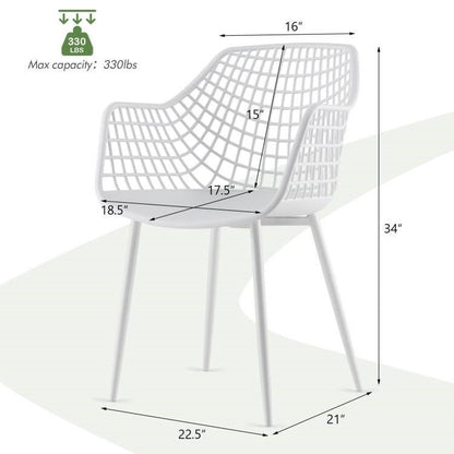 Set of 4 Modern Mid-Century White Mesh Dining Chair with Ergonomic Backrest - The Sturdy Wood Company