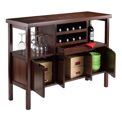 Sideboard Buffet Table Wine Rack in Brown Wood Finish - The Sturdy Wood Company