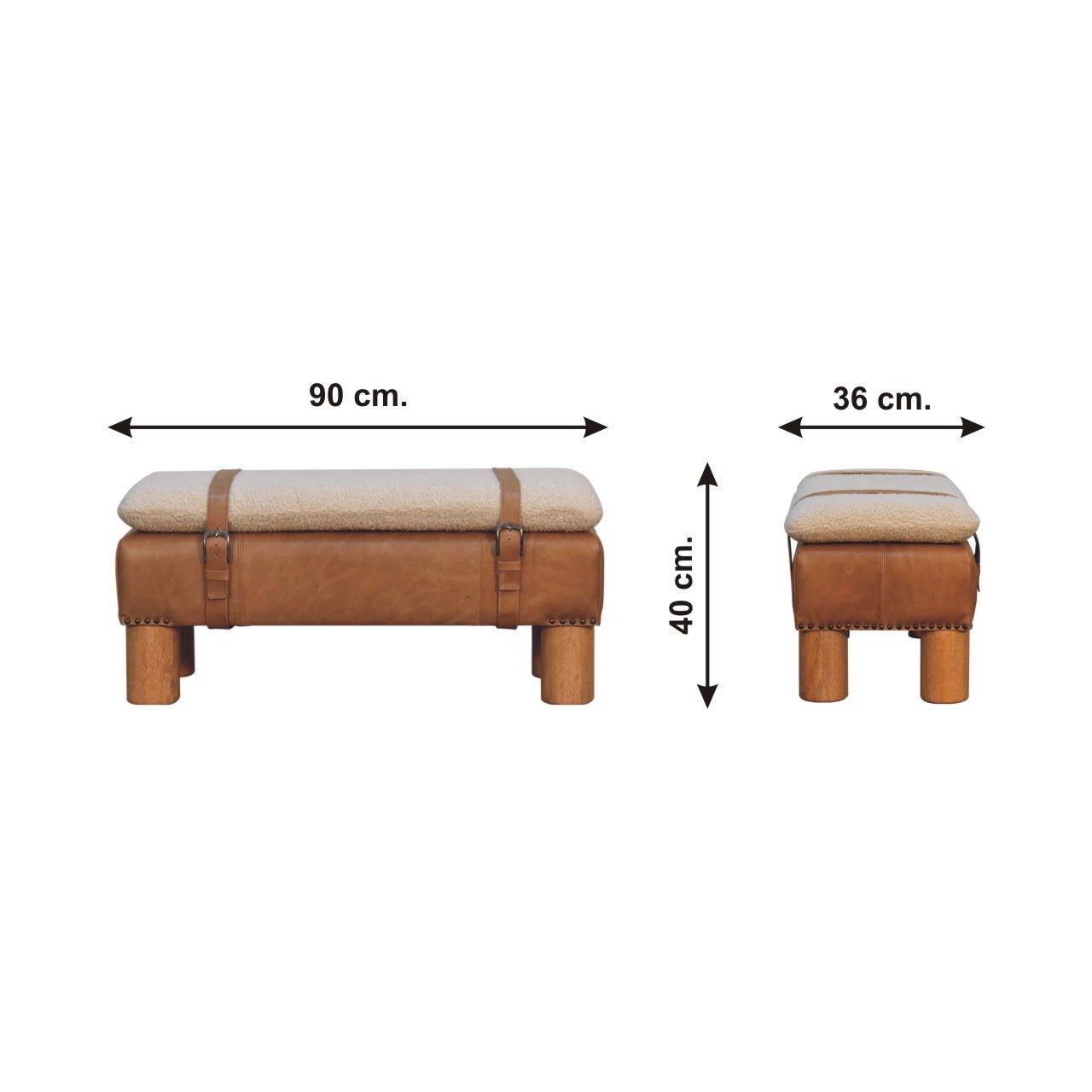 Strapped Cyclinder Bench - The Sturdy Wood Company