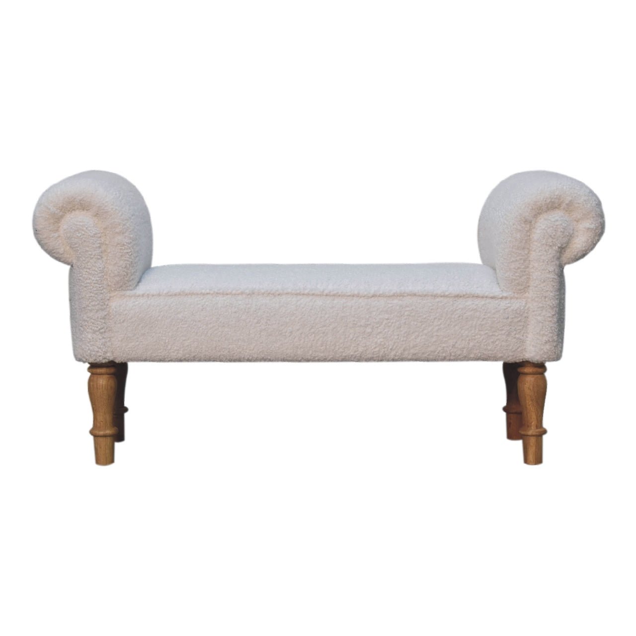 White Boucle Bedroom Bench - The Sturdy Wood Company